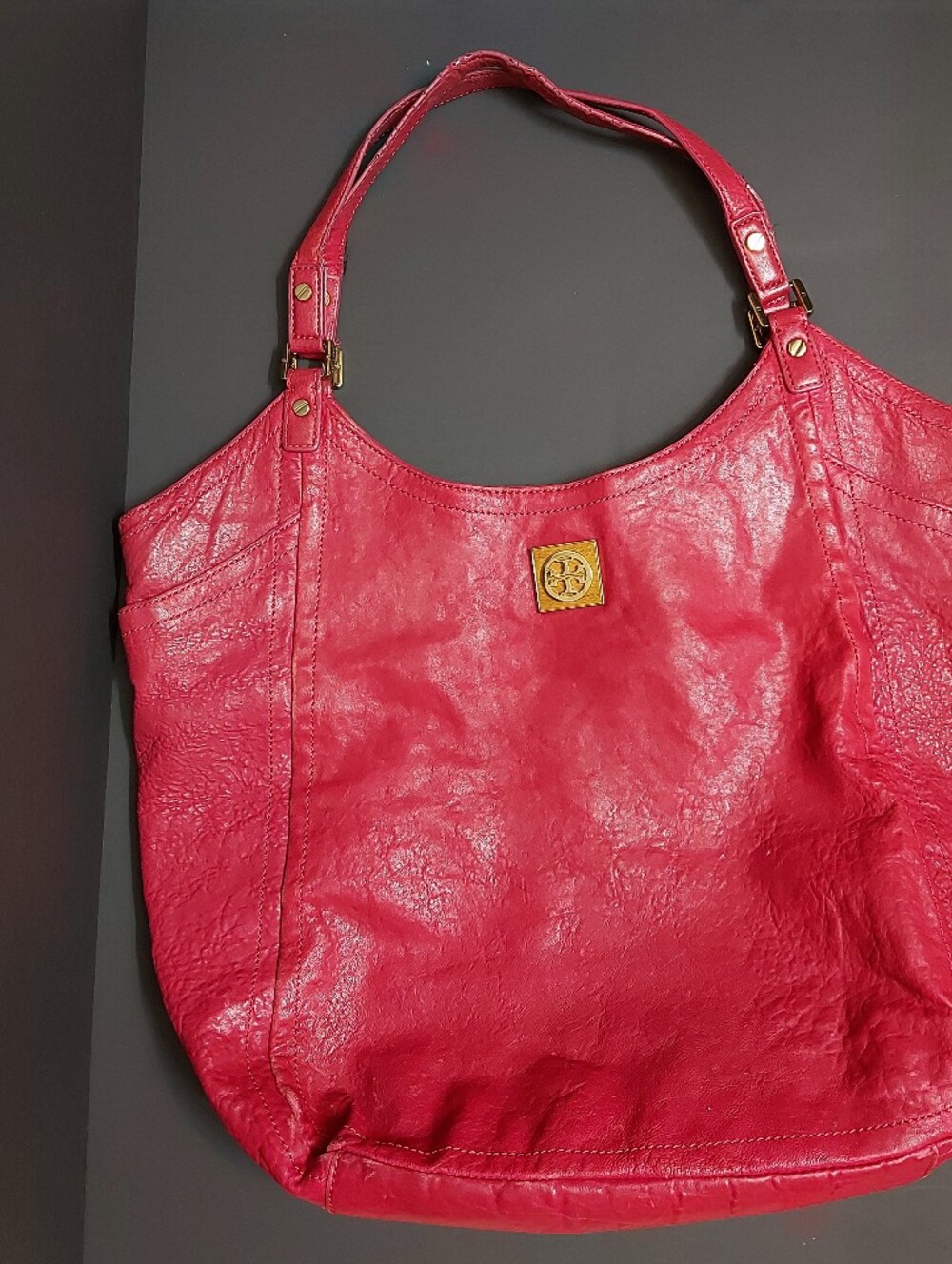 Tory Burch Red Leather Shoulder Tote